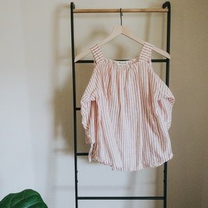Madewell Striped Cold Shoulder Knot Tie Top